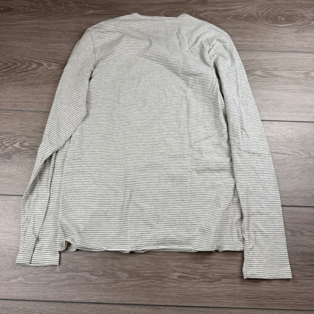 ATM Anthony Thomas Melillo Mens Shirt Long Sleeve Striped Grey White Small - Picture 5 of 8